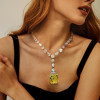 23ct Princess Cut Yellow Sapphire Pendant Necklace 