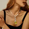 23ct Princess Cut Yellow Sapphire Pendant Necklace 