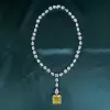 23ct Princess Cut Yellow Sapphire Pendant Necklace 