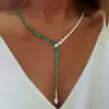 Pear Cut Green Sapphire Necklace for Women