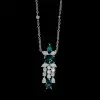 Created Emerald Sapphire Antique Pendant Necklace