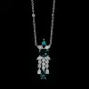 Created Emerald Sapphire Antique Pendant Necklace