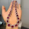 52ctw Halo Oval Cut Ruby Statement Necklace