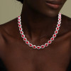52ctw Halo Oval Cut Ruby Statement Necklace