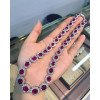 52ctw Halo Oval Cut Ruby Statement Necklace