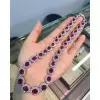 52ctw Halo Oval Cut Ruby Statement Necklace