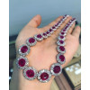 52ctw Halo Oval Cut Ruby Statement Necklace