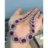 52ctw Halo Oval Cut Ruby Statement Necklace