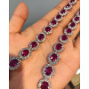 52ctw Halo Oval Cut Ruby Statement Necklace