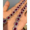 52ctw Halo Oval Cut Ruby Statement Necklace