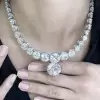 40ctw Round Cut White Sapphire Tennis Necklace