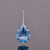 10.2ct Pear Cut Blue Topaz Pendant Necklace