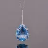 10.2ct Pear Cut Blue Topaz Pendant Necklace