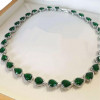 80ctw Pear Cut Emerald Halo Statement Necklace