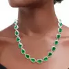 80ctw Pear Cut Emerald Halo Statement Necklace