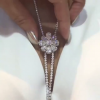 Pear Cut White Sapphire Luxury Flower Necklace