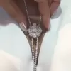Pear Cut White Sapphire Luxury Flower Necklace