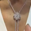 Pear Cut White Sapphire Luxury Flower Necklace
