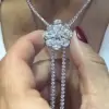 Pear Cut White Sapphire Luxury Flower Necklace