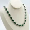 80ctw Pear Cut Emerald Halo Statement Necklace