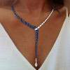 23ctw Pear Cut Blue and White Sapphire Necklace