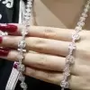 Emerald Cut White Sapphire Halo Necklace