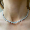 Gradient Size Heart Classic Tennis Necklace