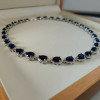 80ctw Pear Cut Blue Sapphire Halo Statement Necklace