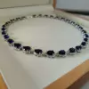 80ctw Pear Cut Blue Sapphire Halo Statement Necklace