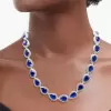 80ctw Pear Cut Blue Sapphire Halo Statement Necklace