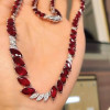 Marquise Cut Ruby Halo Necklace for Women