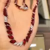Marquise Cut Ruby Halo Necklace for Women