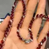 Marquise Cut Ruby Halo Necklace for Women