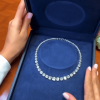 48ctw Cushion Cut White Sapphire Riviera Necklace 