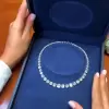 48ctw Cushion Cut White Sapphire Riviera Necklace 