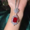 20ctw Oval Cut Ruby Halo Pendant Necklace