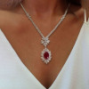 20ctw Oval Cut Ruby Halo Pendant Necklace