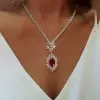 20ctw Oval Cut Ruby Halo Pendant Necklace