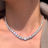 40ctw Round Cut Graduated White Sapphire Riviera Necklace