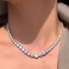 40ctw Round Cut Graduated White Sapphire Riviera Necklace
