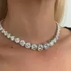 40ctw Round Cut Graduated White Sapphire Riviera Necklace