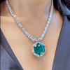20ct Hexagon Cut Emerald Halo Pendant Statement Necklace