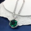 20ct Hexagon Cut Emerald Halo Pendant Statement Necklace