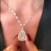 7.5ct Pear Cut White Sapphire Elegant Necklace