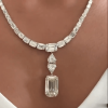 Emerald Cut White Sapphire Detachable Pendent Necklace