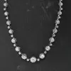 Round Cut White Sapphire Vintage Tennis Necklace