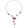 Butterflies White & Pink Sapphire Ruby Delicate Necklace