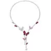 Butterflies White & Pink Sapphire Ruby Delicate Necklace