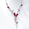 Butterflies White & Pink Sapphire Ruby Delicate Necklace