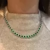 Halo Oval Cut Emerald Elegant Necklace